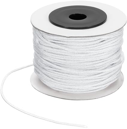PATIKIL 44 Yard Nylon String for Bracelets, 1.5 mm Nylon Rope Cord Braided Ornament Lanyard Thread Universal Blinds Pull Strings for DIY Craft Bead Bracelet Making, White