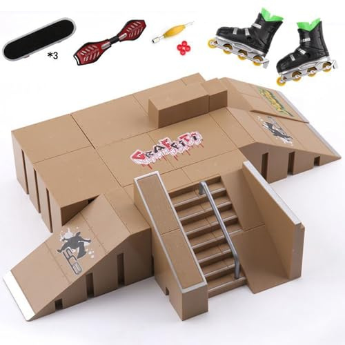 ciciglow Mini Finger Skateboard Ramp Leksak Set Pedagogisk Träning Finger Skateboard för Barn Hållbar Säker ABS-material Flerfärgad för Inomhusnöje