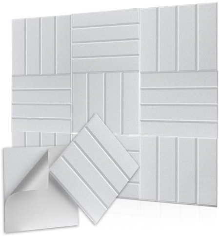 RNPKZ 10Pcs Sound Proofing Panels Self-Adhesive, 12x12x0.4 Felt Acoustic Wall Panels, High Density Acoustic Panel, Soundproof Wall Panel for Echo & Noise Reduction, Home Office Studios (White)