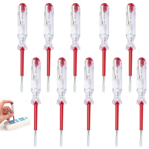 10 Stück Phasenprüfer Schraubendreher, Sasenprüfer, Fasenprüfer, 100-500V Spannungsprüfer mit Doppelkopf, Stromprüfer Schraubendreher, Elektriker Spannungstester für Haushalt Werkstatt Baustelle