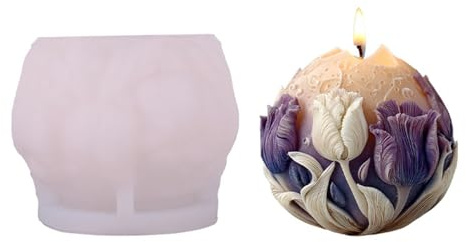 Silicone fai da te per realizzare candele a forma di sfera floreale 3D a forma di luna, artigianato fatto a mano (B, 8cm)