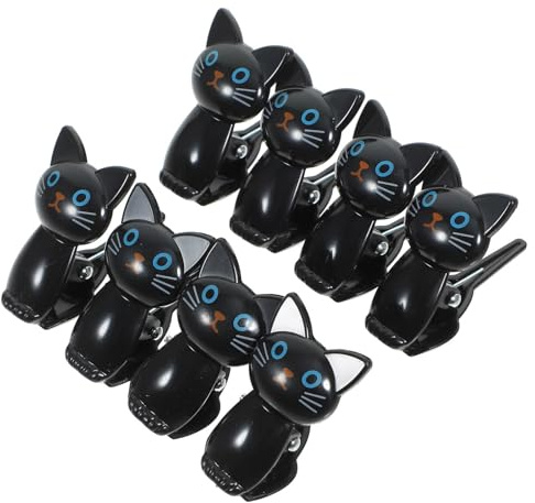 CALLARON Lot de 8 Pinces pour Sachets Alimentaires de Chat Noir, Clips de Fermeture Réutilisables pour Paquet de Chips, Snacks et Conservation, Accessoires Pratiques pour Bureau Cuisine