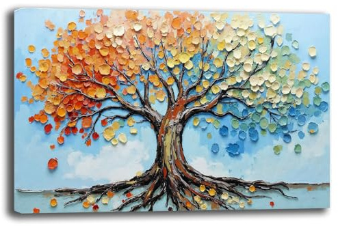 Quadro Moderno soggiorno ALBERO della VITA Astratto Quadri moderni da Parete grande Stampa su tela Canvas Decorazione Murale muro Arredo Camera letto Salone (5, 70x120 cm, Canvas intelaiato)