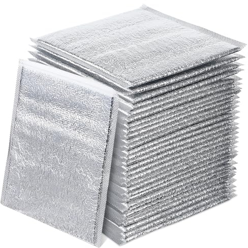 GATHINESS Sacchetti Isolanti Termici Usa e Getta 50 Pezzi in Alluminio Spesso 20X20 CM, Buste Termiche per Alimenti per Pranzo e Campeggio, Mantengono Temperatura Cibo Caldo e Freddo
