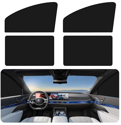 JSTHHTT Parasol Coche Lateral Magnetico, 4 Piezas Protector Solar Ventanilla para Bebe y Privacidad, Anti-UV Negro, para Descanso y Acampada