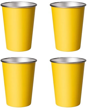 Générique Lot de 4 gobelets incassables en acier inoxydable de 350 / 500ml, verres en métal robuste pour les réunions de famille et d ' amis, lavables lave-vaisselle