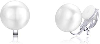 QUKE 8mm Simulated Pearl Clip On Earrings for Women Non-Pierced Elegant Jewellery
