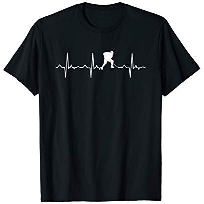 Eishockey Herzschlag EKG Hockeyspieler Puls Herz Geschenk T-Shirt