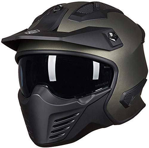 ILM Motorradhelm Jethelm Integralhelm Streetfighter Chopper Roller Vintage Motocross Helm ECE22.06 DOT Mit Abnehmbarem Kinnschutz