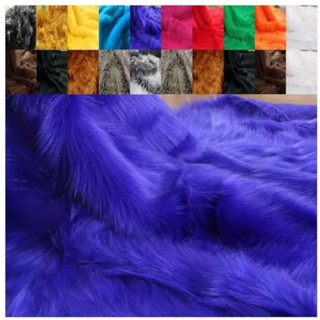 FABRICS-CITY ROYALBLAU FLOKATI TEDDYFELL STOFF 50X150CM KARNEVAL BEKLEIDUNG BASTEL REQUISITEN FOTOSHOOTING DEKO, 2701(royalblau)