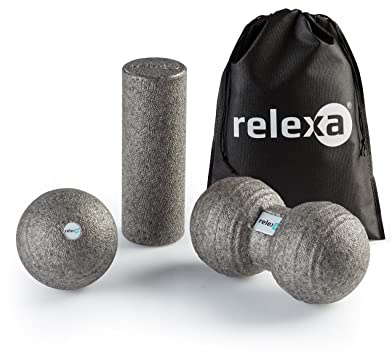 Relexa Faszienset MINI - 4-Teiliges Set Zur Massage Bei Rückenschmerzen & Als Fitness-Training Zubehör - Angenehmes Material & Recyclebar