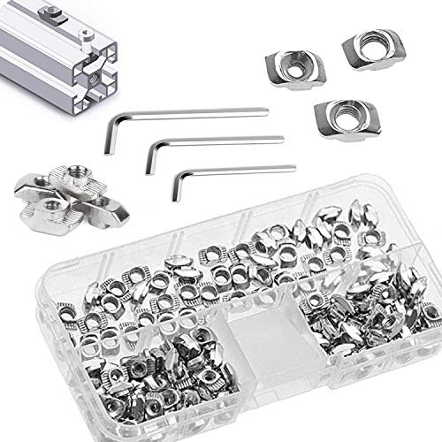 Zaky T-Mutter 3030 Serie 93 Stk Nutensteine Nut M4 / M5 / M6 für Europäische Standard Aluminiumprofil für Extrusion（Enthält 3 Schraubenschlüssel）