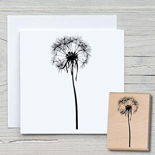 NEWSTAMPS Stempel Pusteblume 02 Motivstempel groß aus Holz & Gummi zum Karten basteln, Holzstempel, Blumen, Pflanzen, Floral, Wiese, Gräser, Scrapbook, Textilstempel, Deko, Kinder
