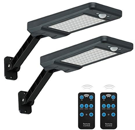 Luces solares al aire libre,Super brillante 900Lumen,60LED farolas solares exterior potente de 4400mAh,Ángulo ajustable luz de inundación de seguridad con sensor de movimiento para patio (2PACK)