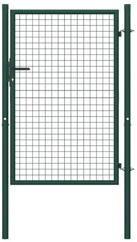 Bakaji Cancello Cancelletto Porta a Rete per Recinzione Giardino Telaio in Acciaio Verniciatura a Polvere Dimensione 106 x 171 cm Chiusura a Chiave 3 Chiavi Incluse Colore Verde