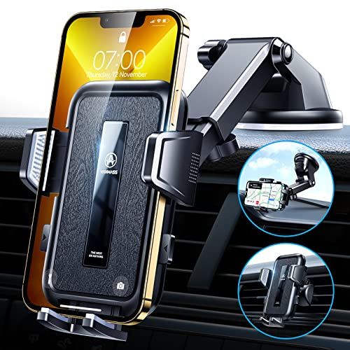VANMASS High-end Max Upgrade Car Phone Holder【Large Phone & Thick Case Friendly】 Super Suction Mobile Automobile Cradle Van Dashboard Windscreen Vent Mount for iPhone 17 Pro Max 16 15 14 13 Samsung