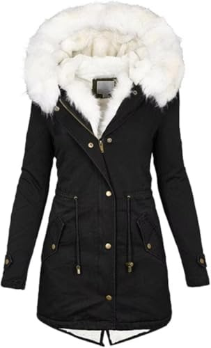 KaloryWee Summer Manteaux d'hiver épais avec doublure en polaire chaude et fermeture éclair pour femme