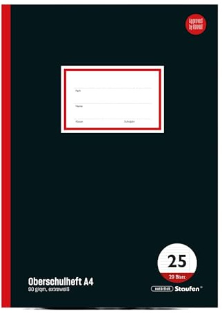 Staufen Style Oberschulheft - 3 Hefte à 20 Blatt, DIN A4, liniert mit Rand | Style Schulsortiment: Hochwertiges 90 g/m² Papier, ausgezeichnet mit dem EU Ecolabel, praktische Details, abgerundete Ecken