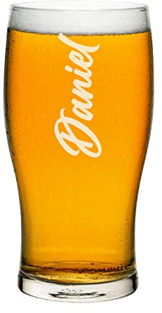 Tulipano personalizzato in vetro da pinta verso l'alto Script qualsiasi nome Artigianale Birra Sidro Personalizzato Compleanno Papà Nonno Festa del Papà