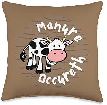Funny Cow Manure Occureth Adult Humor Funny Saying Throw Pillow