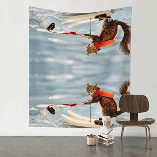 ASEELO Wandbehang mit Wasserski, Fuchs, Eichhörnchen, Wandbehang, Studio, Raumdekoration, spirituelles Geschenk, Kunst, Zuhause, Schlafzimmer, Dekoration für Wohnzimmer