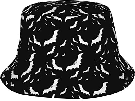 KIDINN Handgezeichneter Baseballschläger und Balldruck, Unisex, Outdoor-Sonnenhut, Fliegende Fledermäuse für Halloween, One size