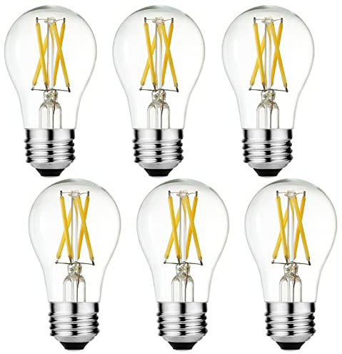 LiteHistory A15 LED Bulb 6W Equal E26 Led Bulb 60 Watt Non-Dimmable Edison Light Bulb Neutral White 4000K Clear AC120V 600LM E26 Bulb for Ceiling Fan,Wall sconces,Fridge,Desk lamp Pack of 6