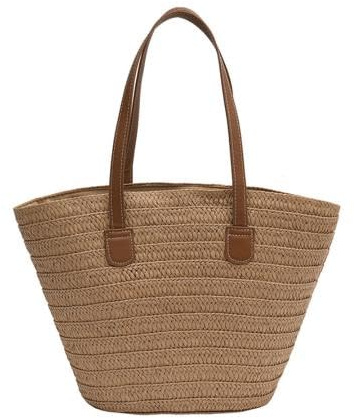 DKIIL NOIYB Straw Bags Summer Beach Tote Bag for Women 18inch Large Capacity Scalloped Straw Tote Bag with Zipper Beach Handbags Woven Shoulder Bag for Travel Vocation