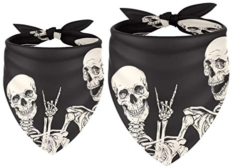 2er-Pack Bandana-Set für Besitzer und Hund, Bandana oder Schal-Set für Mama/Papa des Haustiers, passende Bandanas für die Familie,Halloween Frieden und Liebes Rock and Roll