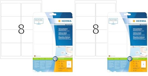 Versandetiketten, 25 Blatt, 99,1 x 67,7 mm, 8 Stück pro A4 Bogen, 200 Aufkleber, selbstklebend, bedruckbar, matt, blanko Adressetiketten aus Papier, weiß (Packung mit 2)