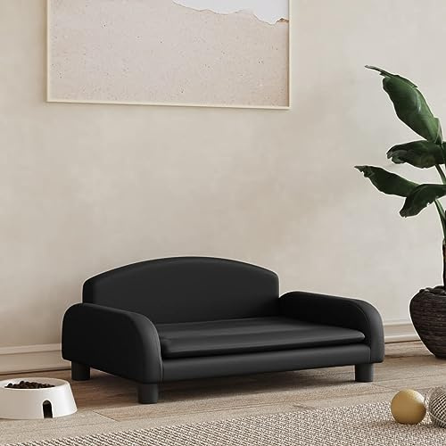 puraday Hundebett Schwarz 70x45x30 cm Kunstleder Hundesofa Katzensofa Hundebetten Katzenbett Bequeme Haustierbett Stilvolles Design Kann Im Wohnzimmer Oder Schlafzimmer Platziert Werden