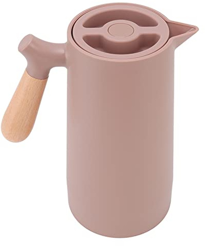 Topyond Jarra De Café Térmica De 1L, Cafetera De Aislamiento Portátil, Elegante Tetera De Agua, Dispensador De Bebidas con Mango De Madera para Mantener El Calor(Café) Cafetera Italiana