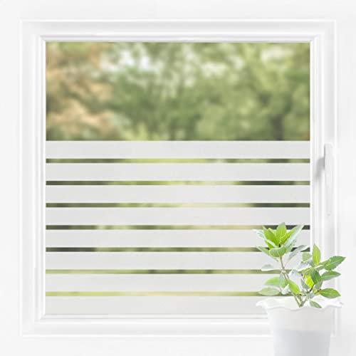 Bilderwelten Fensterfolie Sichtschutz Streifen Muster 100 x 120 cm Milchglasfolie Sichtschutzfolie Fenster Folie Blickdicht Anti-UV Statisch Haftend Querformat