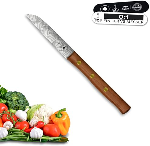 Premium Gemüsemesser - Extra Scharf, Allzweckmesser, Solingen, Schälmesser, Küchenmesser, Kneipchen, edler Holzgriff, Rostfrei (Blatt, Kirsche)