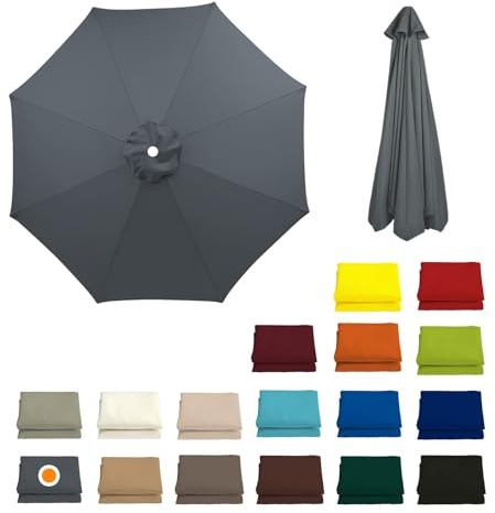 300CM Sonnenschirm Ersatzbezug 8 Rippen 230CM 270CM Rund Ersatztuch Terrassenschirm Sonnenschirm Bespannung Ampelschirm Bezug Wasserdicht Ersatz Baldachin Für Balkon, Garten, Pool Und Strand