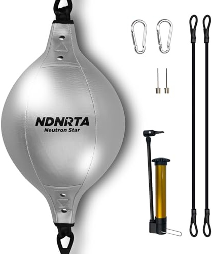NDNRTA Doppelendsack (klassischer Stil, verbessert), verbessert Reaktionsgeschwindigkeit, Boxausrüstung, langlebig, Doppelend-Boxsäcke, Boxsack, Heim-Fitnessstudio, Boden bis Decke, für Boxen (Silber)