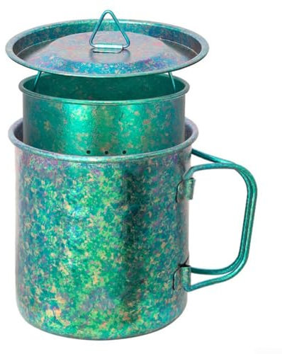 Set da tè leggero per avventure all'aperto, materiale in lega Ti, capacità 450 ml (color oro + ciotola)