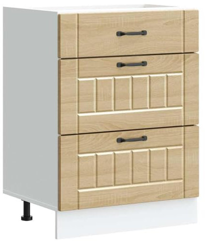 vidaXL Kitchen Base Cabinet - Sonoma Oak Modern Engineered Wood Storage Solution with Adjustable Feet - 60x46x81.5cm