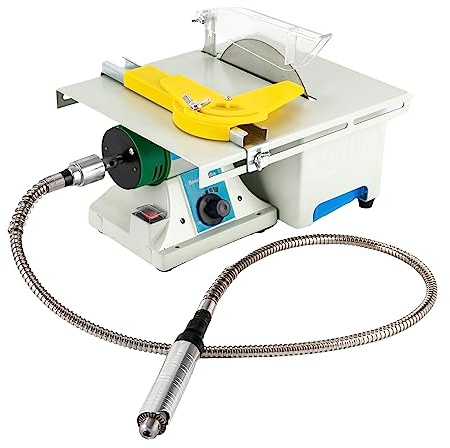 5-in-1 Mini Tischkreissäge Klein 750W Tischsäge 6 Zoll 800-10000 U/min | für Schmuck, Steinpolitur und Modellbau, flexible Welle, 38 mm Schnitttiefe, 2 Sägeblätter, passend zu Tischkreissägen