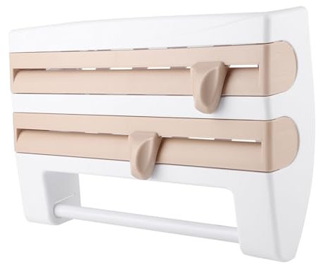 Organisateur Mural de Cuisine pour Support de Rangement avec Porte Rouleau pour Film Alimentaire et Rouleaux de Cuisine Couleur Kaki