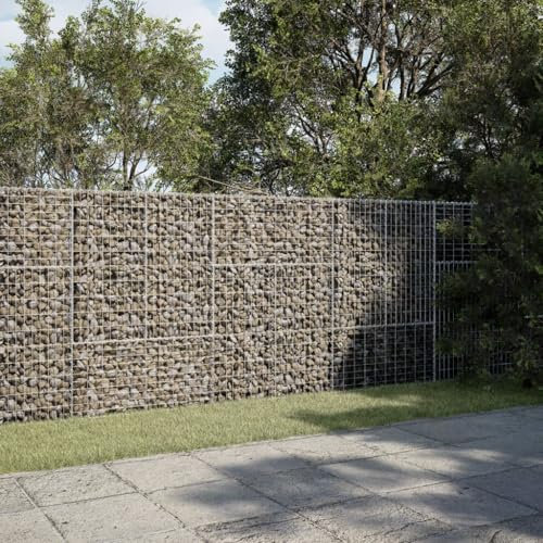 IKAYAA Gabionen Wand mit Deckel Gabionenkörbe Gabionen Steine Gabione Steinkorb Drahtkorb Gabionenkorb Steingabionen Gabionen Hochbeet -300 x 50 x 150 cm