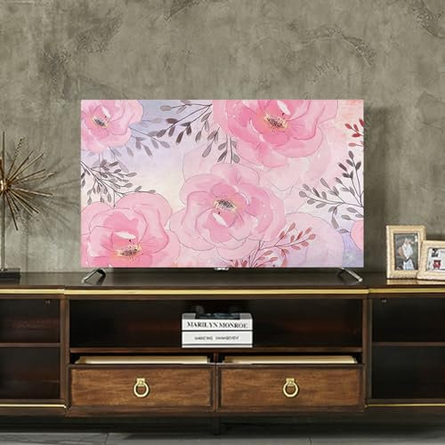 Indoor TV Dust Cover Floral Print TV Dust Cover Smooth Anti Slip TV Screen Protector Case For Wall Mounted Desktop Curved Screen TV Cover(Size:75IN(W174xH100CM),Color:B)