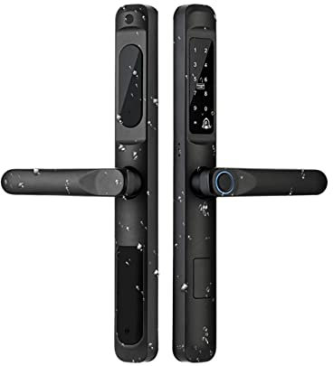 NGBFF Smart Door Lock, Tuya App Waterproof Smart Door Lock Aluminum Sliding Biometric lock fingerprint door handle Digital Keyless Glass lock,for Bedrooms, Offices, and Hotels(3585B)