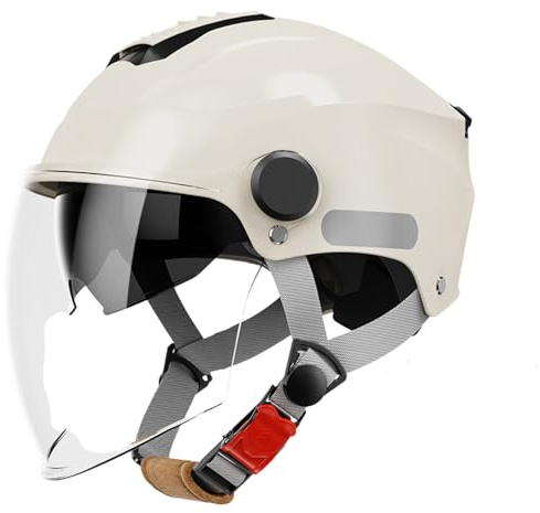 Casco Da Motociclista, Mezzo Casco, Caschi Cromwell, Casco A Scodella Con Occhiali Antivento, ECE Omologato Mezzo Elmetto Da Moto Per Uomo E Donna Biker Cruiser Scooter Touring