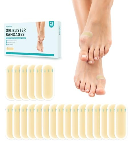 Blasenpflaster für Füße, Promifun 22 Stück Hydrokolloid-Pflaster, wasserfest und atmungsaktive Blasenpolster zur Vorbeugung und Heilung – Ballenzehenpackung