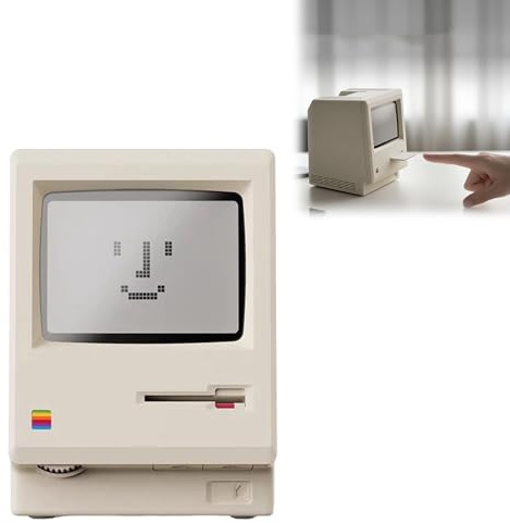 Ny Maclock Retro Pixel väckarklocka 1984 80-tal datorstil elektronisk digital klocka med LCD-skärm kreativitet larm skrivbordsdekor artefakt datortangentbord (vit)
