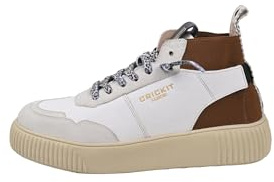 CRICKIT Sneaker Midcut Rebeka dam med lätt inlopp och avtagbar innersula av mjukt läder, Vit brun, 39 EU