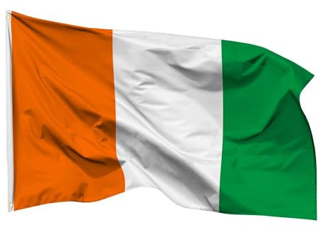 PHENO FLAGS Drapeau de Côte d'Ivoire 90 x 150 cm – Drapeau national résistant aux intempéries en polyester avec double couture et œillets en métal