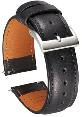 FYXT Italienskt Klockband I Äkta Läder 20 Mm 22 Mm Klocktillbehör Klockarmband Vintage Armband Klockband For Klocka(Black-silver buckle,20mm)