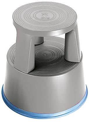2Work Plastic Step Stool with Non-Slip Rubber Base 430mm Light Grey T7/Light Grey 2W04997